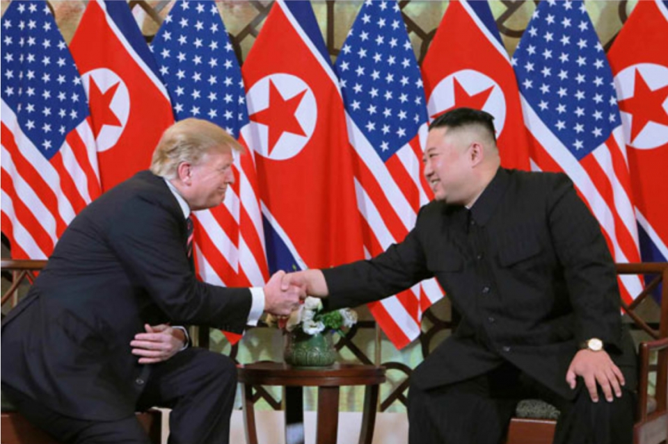 2월 27일(현지시각) 베트남 하노이 메트로폴 호텔 회담장에서 도널드 트럼프 미국 대통령과 김정은 북한 위원장과의 정상회담 모습. ⓒ노동신문